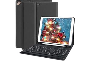 KBCASE Clavier iPad 9Ème Génération, Coque Clavier pour iPad 9/8/ 7 ème Génération, AZERTY Français,Clavier Bluetooth sans Fil pour iPad 9 2021 10.2" (Modèle: A2603, A2604, A2605) avec Porte-stylos