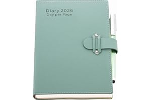 Mljtoyo Diary 2026 Day per Page A5,Jan 2026 to dec 2026,A Page a Day Hardcover Organsier with Pen,Stickers, (Cyan, A5)