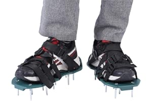 Haofy Zapatos de aireador de césped, Sandalias con Pinchos de aireación con Correas y Hebillas Ajustables, Talla única para Todos los Zapatos de Pinchos para Suelo de jardín(4 Straps)