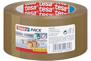 tesapack Ultra Forte - Nastro Adesivo d'Imballaggio in PVC Solido e Sicuro - Marrone - 66 m x 50 mm