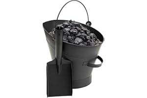 DENNY INTERNATIONAL Fireplace Waterloo Style Black Coal Scuttle Bucket Hod With Shovel (Waterloo Style Coal Bucket & Shovel)