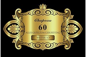 OBLIQUE UNIQUE Oblique-Unique® - Etichetta adesiva per bottiglia per 60° compleanno, oro elegante
