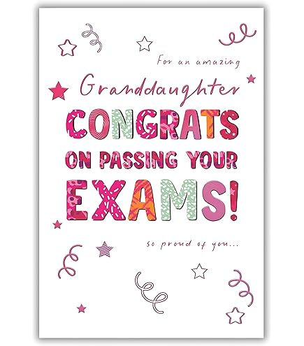 IC&G Granddaughter Exam Congratulations Card - Shooting Stars Design - Embossed Foil Details - Passed Your Exams Card For Women/Girls