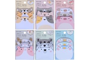 MIRAMAR Molain Cute Sticky Notes, 6 paquetes de dibujos animados Sticky Notes animales forma marcadores banderas auto-Stick Memo almohadillas estudiantes casa Oficina regalos Tab suministros 270 hojas