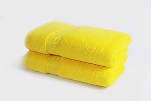 Bentley Priory Linens Hand Towels (2 PACK) for Bathroom Supreme Range 500GSM Super Soft Egyptian Collection 100% Cotton Pack of 2 Absorbent and Quick Dry Hand Towels Set 50 x 85cm (YELLOW)
