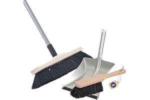 ‎NOVALIV Novaliv Zimmerbesen mit Stiel ECHTES ROSSHAAR Besen weiche Borsten Schrankbesen mit Teleskopstiel und Handfeger Kehrblechgarnitur Metall mit Gummilippe Kehrblechbesen Feger und Kehrblech