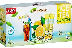 Castello since 1907 Thé Glacé (Ice Tea - Iced Tea) Zéro en Sachets | Citron | Total 36 Sachets | 1 Sachet = 500 ml de Boisson | Zéro Calorie | Sans Sucres | Sans Aspartame