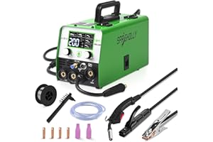 SPRIGHOLLY MIG Welder Machine 200Amp 240V 4 in 1 Multiprocess Welder,Mig Gas/Gasless Flux Core/Lift TIG/Stick MMA/Spool Gun Synergy Welding,Large LED Display Upgrade MIG200