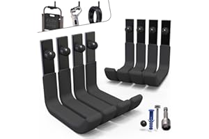 SunVFaFa 8 crochets de rangement atelier garage, crochet mural garage, Porte Outils de Jardin Mural, J Crochets Universels Noirs à Visser, Supports de Montage Muraux Robustes（10cm, 40kg）