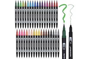 DEALKITS Dual Brush Pen Set, 36 Farben Doppelfasermaler, Tinte auf Wasserbasis Doppelfilzstifte Für Aquarell Watercolo Bullet Journal Handlettering Kalligraphie Manga, Fasermaler[1-2 mm] und Fineliner[0,4 mm]