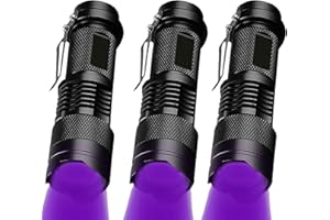 MODOAO UV Torch Light, 3 Pack 395nm Ultraviolet Flashlight Torch, Powerful UV Light for Home & Hotel Inspection, Blacklight Detector for Pet Urine, Stain, Bed Bugs and More