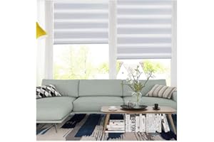 SMONTER Easy Fix Zebra Roller Blind,Day and Night Blinds Curtains with Install Accessories (55CMx150CM,WHITE)
