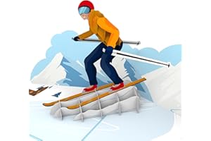 MOKIO® Carte Pop-Up – Skieur – Carte cadeau 3D pour des vacances au ski ou cours de ski, Bon de voyage pour les sports d'hiver
