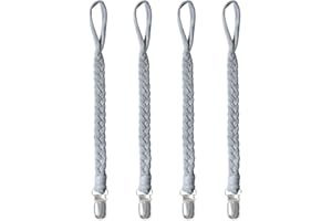 CULASIGN 4Pcs Schnullerkette Baumwolle Schnullerband Baby Schnullerketten Clips für Neugeboren Mädchen und Jungs (Grau)