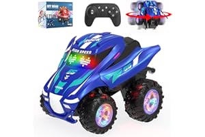 ITEFDTUTNE Ferngesteuertes Auto, RC Cars mit Spray, Licht & Musik, All Terrain Drift Stunt Car 360 Flips Rotating, RC Race Cars Spielzeug für 6 7 8 9 10 11 12 Jahre alte Mädchen Geschenke (Blau)