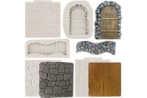 MYPRACS Molde de silicona con diseño de textura de pared de ladrillo, molde de silicona para puerta de camino de piedra, molde de silicona para fondant, corteza de árbol, molde de silicona para