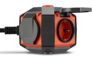 REV PowerGlobe, presa a cubo, presa multipla, 3680 W, interruttore, 1,4 m, IP44, arancione