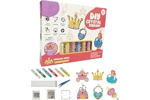 ASHOPFUN Diy Crystal Paint Arts And Crafts Set,2024 New Window Art Suncatcher Kits,Bake-Free Crystal Color Glue Painting Pendant Toy,Window Paint Art,Diamond Art Keychains Kits for Crafts (Princess Set)