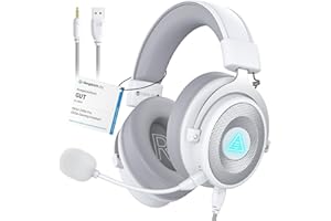 EKSA Auriculares Gaming con Sonido Envolvente 7.1, Micrófono con Cancelación de Ruido, Luz LED y Conector de Audio de 3,5 mm, Auriculares Superligeros para Juegos para PC/Switch / PS4 / PS5 / Xbox One