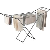 SONGMICS Folding Clothesline, 18 m, Steel, 15 kg, Indoor and Outdoor | Terrace Clothes Airer, 182 x 50 x 103 cm, Load 15 kg,