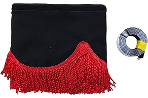 KRAM-TRUCK KramTruck Rideau de camion avec franges, pare-soleil pour camion, protection solaire pour toutes les marques de camions, noir, franges rouges