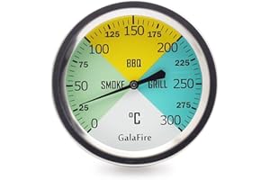 GALAFIRE 68 MM Dial Face Barbecue Grill Thermometers Extra Long 70 MM Stem Charcoal Grill Pit Smoker Temperature Gauge