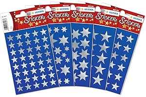 ‎HERMA HERMA 15501 Aufkleber Sterne Silber klein groß, 378 Stück, Stern Sticker aus Papier, Weihnachtssticker Sternaufkleber für Weihnachten Geschenke Adventskalender Dekoration Kinder Belohnung DIY Basteln
