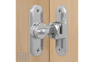 L&W LUCK Serratura per Porta, 90/180 Scorrevole Chiusura per Porte Scorrevoli, Fienili, Bagni, Finestre, Cucine, Ecc (Argento)