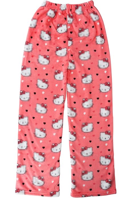 Pantalon De Noël Femme Btofellin - Pyjama Hiver Coton Hello Kitty - Kawaii Rose Taille L