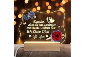 Miofula Geschenke für Frauen, Ewige Rose Acryl LED Nachtlicht Geburtstagsgeschenk für Mama Oma, Originelle Danke Geschenk für Mutter Schwestern Ehefrau Freunde zum Geburtstage Muttertag Weihnachten