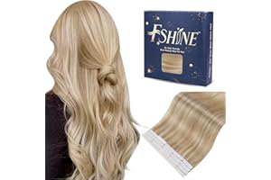 Fshine Tape Extensions Adhesif Cheveux Humain 20 Pouces Couleur 16 Golden Blonde Highlight Avec 22 Blond Seamless Cheveux Extensions Tape 20 Pcs 50g Bande Adhesive Extension
