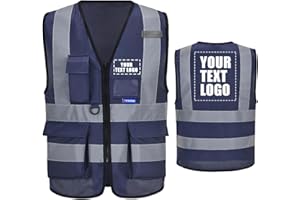 AYKRM chaleco de cremallera alta visibilidad trabajo reflectantes seguridad multibolsillos personalizado 21 colores