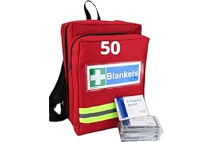 EVAQ8 Grab Bag with 50 Emergency Foil Blankets for First Aid Emergencies and Evacuations