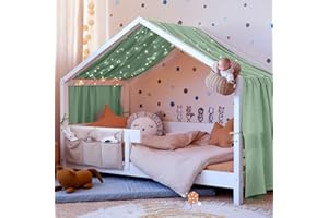 Vicloon Ciel de Lit pour Maison, Décoration Ciel de Lit pour Chambre d'enfant, 100% Coton Muslin Biologique 135 x 360 cm, Ciel de Lit pour Montessori Lit d'enfant, Vert Clair