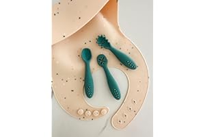 ‎LEYLA&E leyla&e Baby Esslernlöffel (3er Set) für eigenständiges Essen | BPA-frei & LFGB-zertifiziert | Spülmaschinenfester Silikonlöffel | Lernlöffel geeignet für BLW (Forest Green)