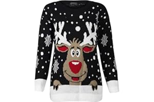 Loxdonz Unisex Kids Christmas Sweater Girls Rudolph Reindeer Print Snowflake Novelty Christmas Jumper