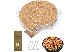 Infreecs Generatore di Fumo Freddo Rotondo, Lumache Affumicatrici con Spazzola e Gancio, 10 Candele Senza Fumo, Generatore di Fumo Freddo in Acciaio Inossidabile per Forno Affumicatore BBQ