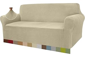 Granbest Nowoczesny pokrowiec na sofę, żakardowy, elastyczny, do salonu, ochrona dla psów, zwierząt domowych (na 3-osobową kanapę, khaki)