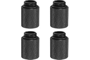 sourcing map 4pcs Water Cooling Adapter G1/4" Thread Male to Female 0.79" Column Length Mini Compression Fitting Copper Extender Fitting with O-Ring for Computer PC Water Cooled System, Black