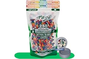 Puraflora Traveldose x Aktivkohlefilter 6mm 250Stück Xtra Slim Size Aktivkohlefilter x aktivkohlefilter slim x für den besten Rauchgenuss! (Bunt)