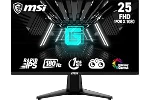 MSI G255F Écran gaming FHD 24,5 pouces - Dalle Rapid IPS 1920 x 1080, 180 Hz / 1ms (GtG), gamme de couleurs sRGB 99%, Adaptive-Sync - DP 1.2a, HDMI 2.0b CEC