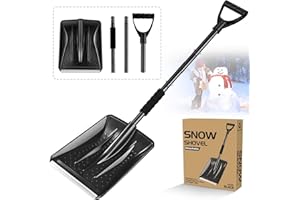 SHOWVIGOR Snow Shovel for Car Driveway, Winter Snow Shovels UK, Lightweight Portable Adjustable Shovel for Snow Removal, Large Capacity Ice Scraper for Garden, Camping, Emergency Car Kit Accessories