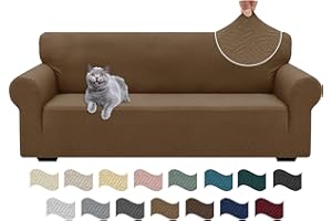 Ystyle Funda Sofa 3 Plazas Ajustable, Fundas para Sofa Elasticas, Funda De Sofa Anti Gatos Perros, Sofa Cover con Reposabrazos, Jacquard Fundas Cubre Sofa Ntideslizante Lavable, Marrón