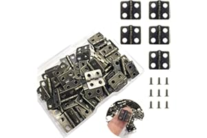 Juland 50 Piezas Mini Bisagras Bisagras retro con tornillos de repuesto de 200 piezas para caja de madera Cofre para joyas Gabinete de accesorios de bricolaje (13 x 12 mm / 0,51 x 0,47”) - Bronce