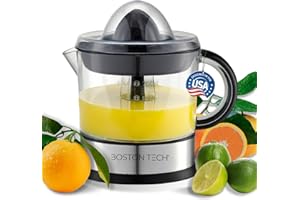‎BOSTON TECH Zitruspresse elektrisch 40W Boston Tech MasterJuicer – 2 Kegel & BPA-frei | 700 ml Edelstahl Orangenpresse | Bidirektionale Rotation | Hohe Saftausbeute & Leicht zu reinigen