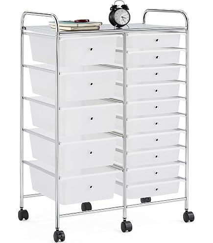 Carrello Organizer Multipiano LIETEX Con Ruote - 5 Ripiani, Colore Blu Metallizzato, Dimensioni 128x41x28 Cm, Materiale ABS