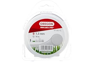 Oregon - Fil Coupe-Bordure en Nylon Pour Débroussailleuse et Coupe Bordure, Entretien de Jardin et Bricolage, Taille Universelle, Fil Rond, Bobine 1.3 mm x 15 m, Couleur Transparent (69-482-CL)