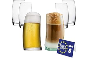 NORDIC SCHILLER Premium Verres à Bière Lot de 6, 390 ml, 100% SANS PLOMB, Verres à Eau, Verres à Cocktail, Verre à Latte Macchiato, Verre a Biere, Beer Glasses, Cocktail Glasses