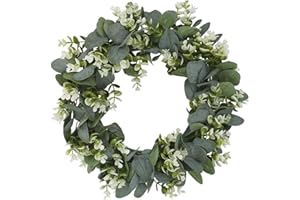 KZQXXT Door Wreath All Year Round, Easter Wreath, Front Door, 45 cm, Eucalyptus Decorative Garland, Spring/Summer Green Wreaths, Indoor and Outdoor Decoration, Door Wreath Spring