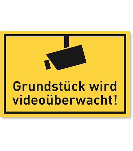 24-Stunden Videoüberwachungsschild – Doppelseitig Bedruckt, Mit Clips – Gelbes Warnschild Für Zäune & Tore